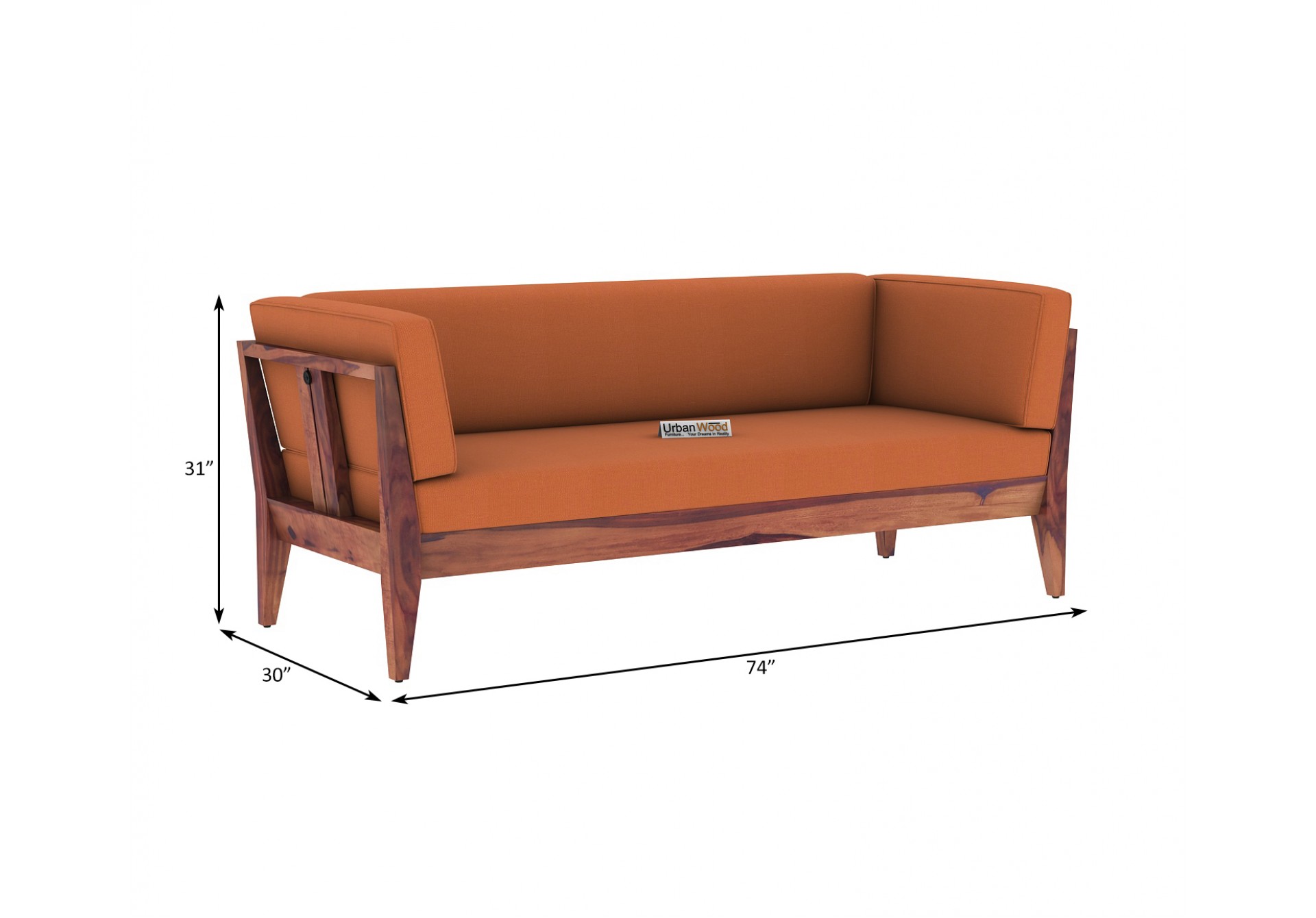 Grey Space 3 Seater Wooden Sofa ( Teak Finish )