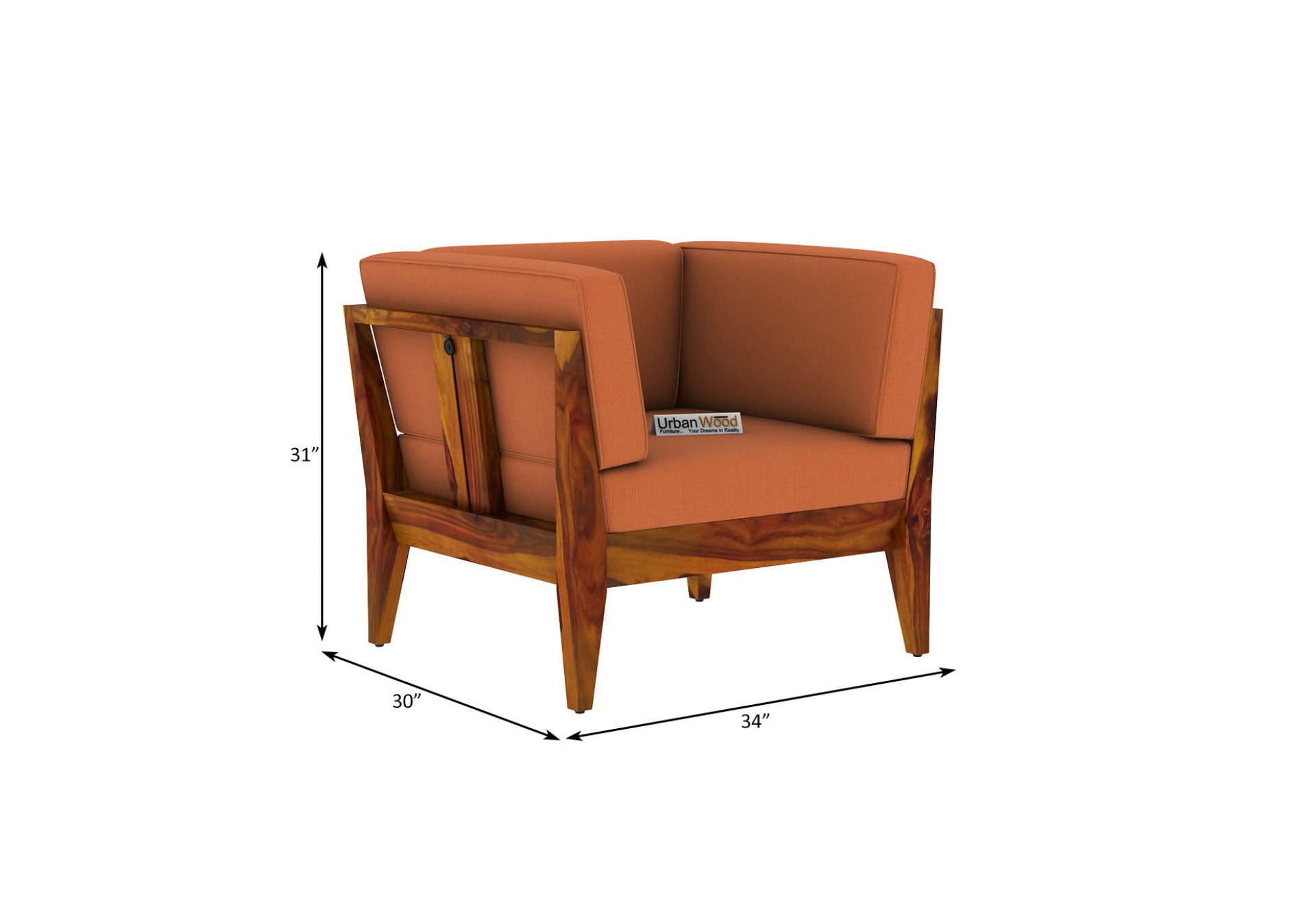 Grey Space 3+1+1 Seater Wooden Sofa Set ( Honey Finish )