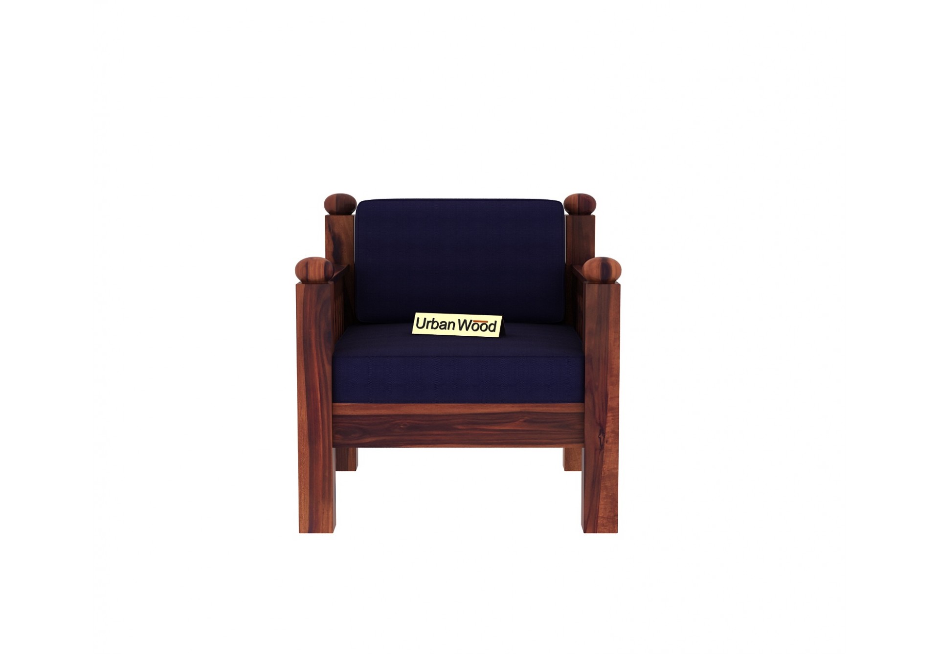 Grey Space Wooden Sofa Set 3+1+1 Seater ( Teak Finish, Navy blue )