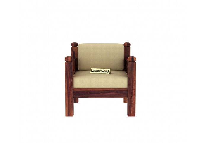 Grey Space Wooden Sofa Set 3+1+1 Seater ( Teak Finish, Sepia cream )