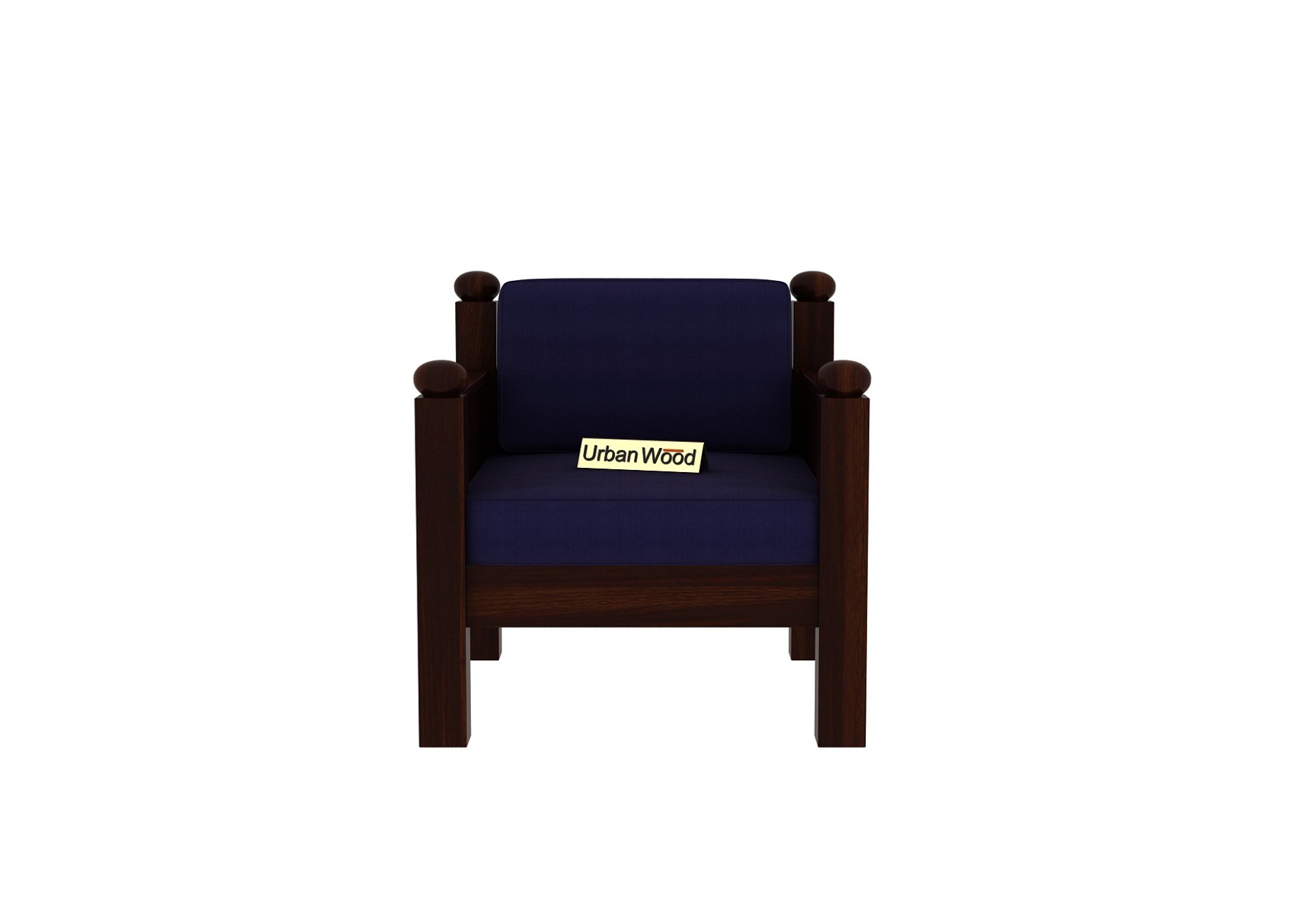 Grey Space Wooden Sofa Set 3+1+1 Seater ( Walnut Finish, Navy blue )