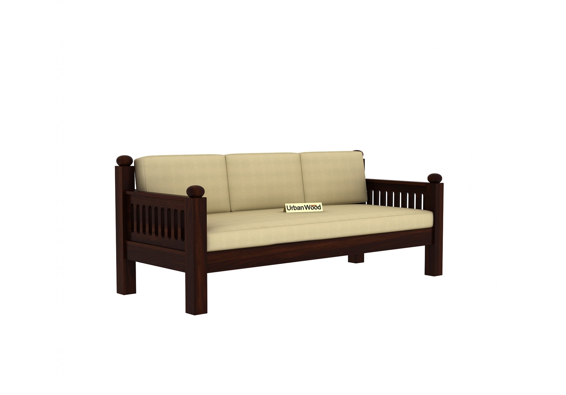 Grey Space Wooden Sofa Set 3+1+1 Seater ( Walnut Finish, Sepia cream )