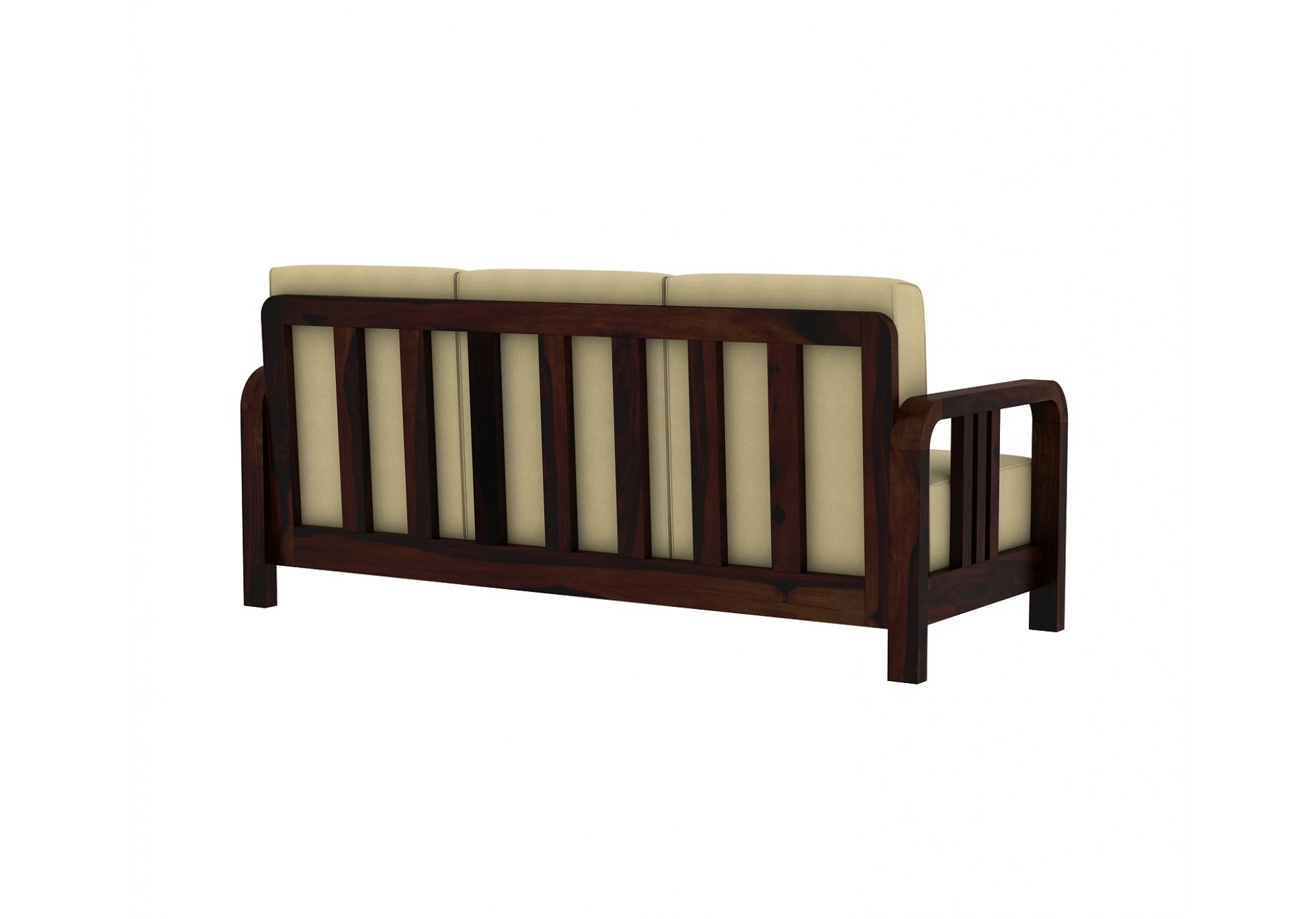 HomeBregg Wooden Sofa Set 3+1+1 Seater ( Walnut Finish, Sepia cream)