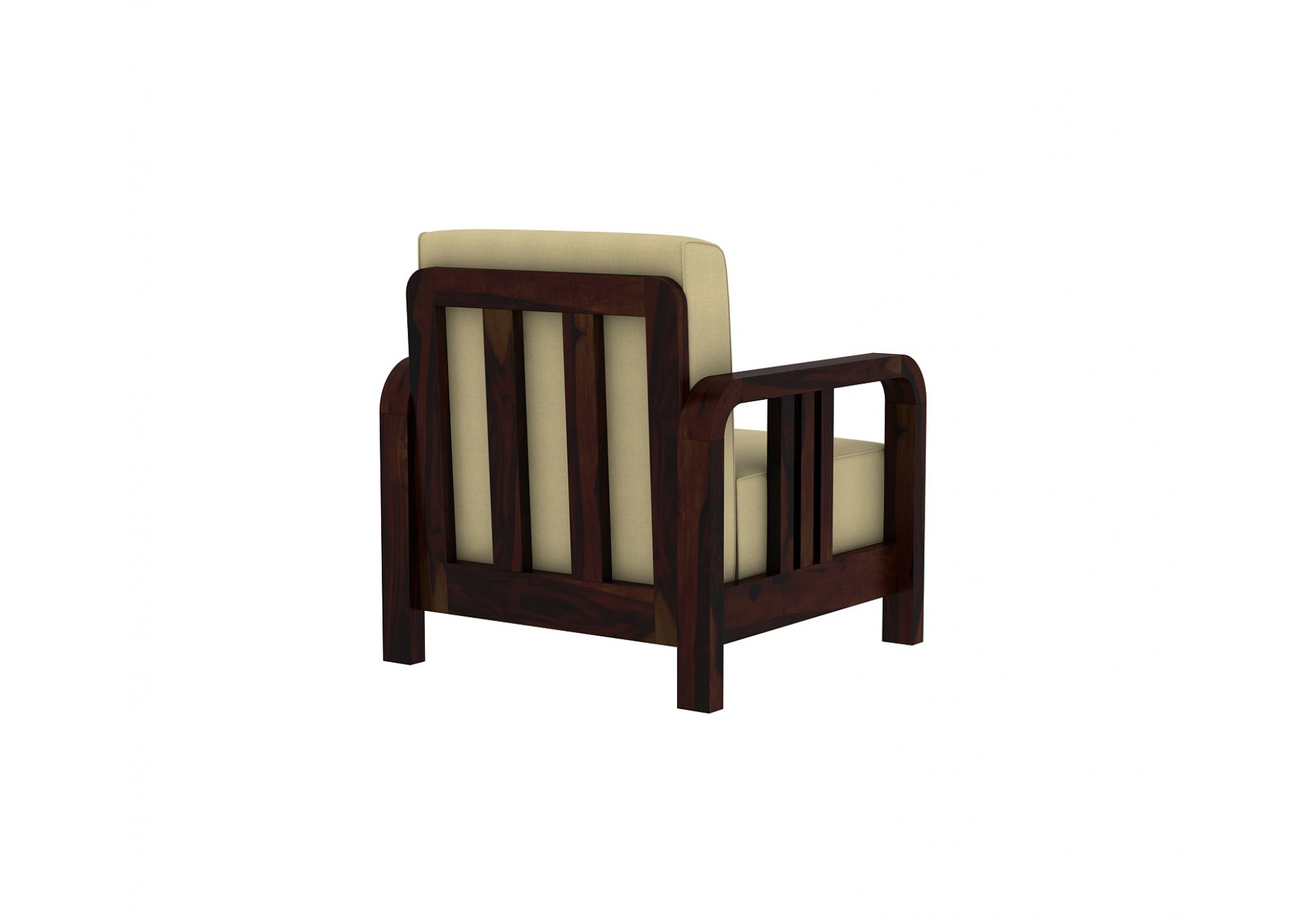 HomeBregg Wooden Sofa Set 3+1+1 Seater ( Walnut Finish, Sepia cream)